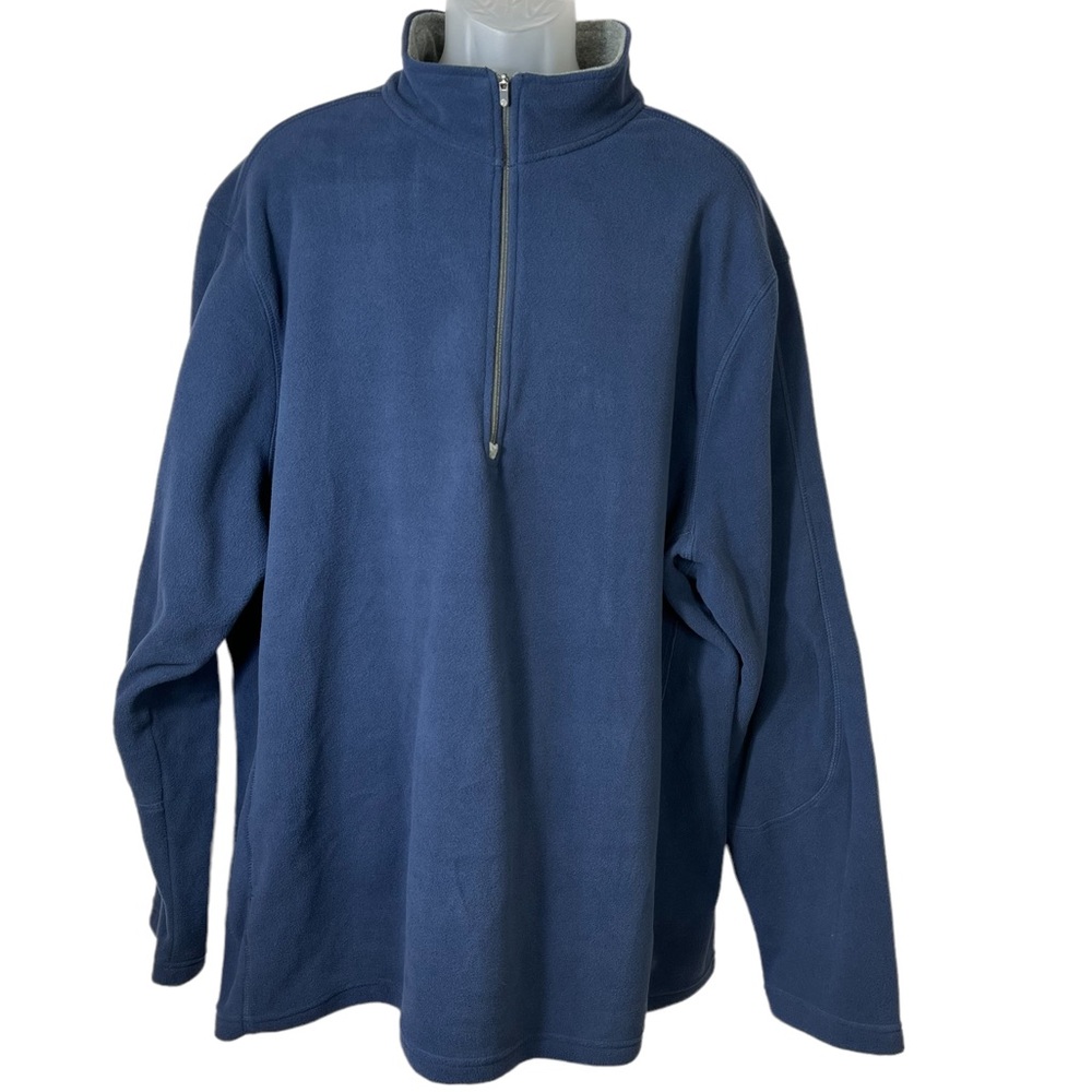 Lands End Blue 1/4 Zip Fleece Pullover Mens 3XL‎ Tall